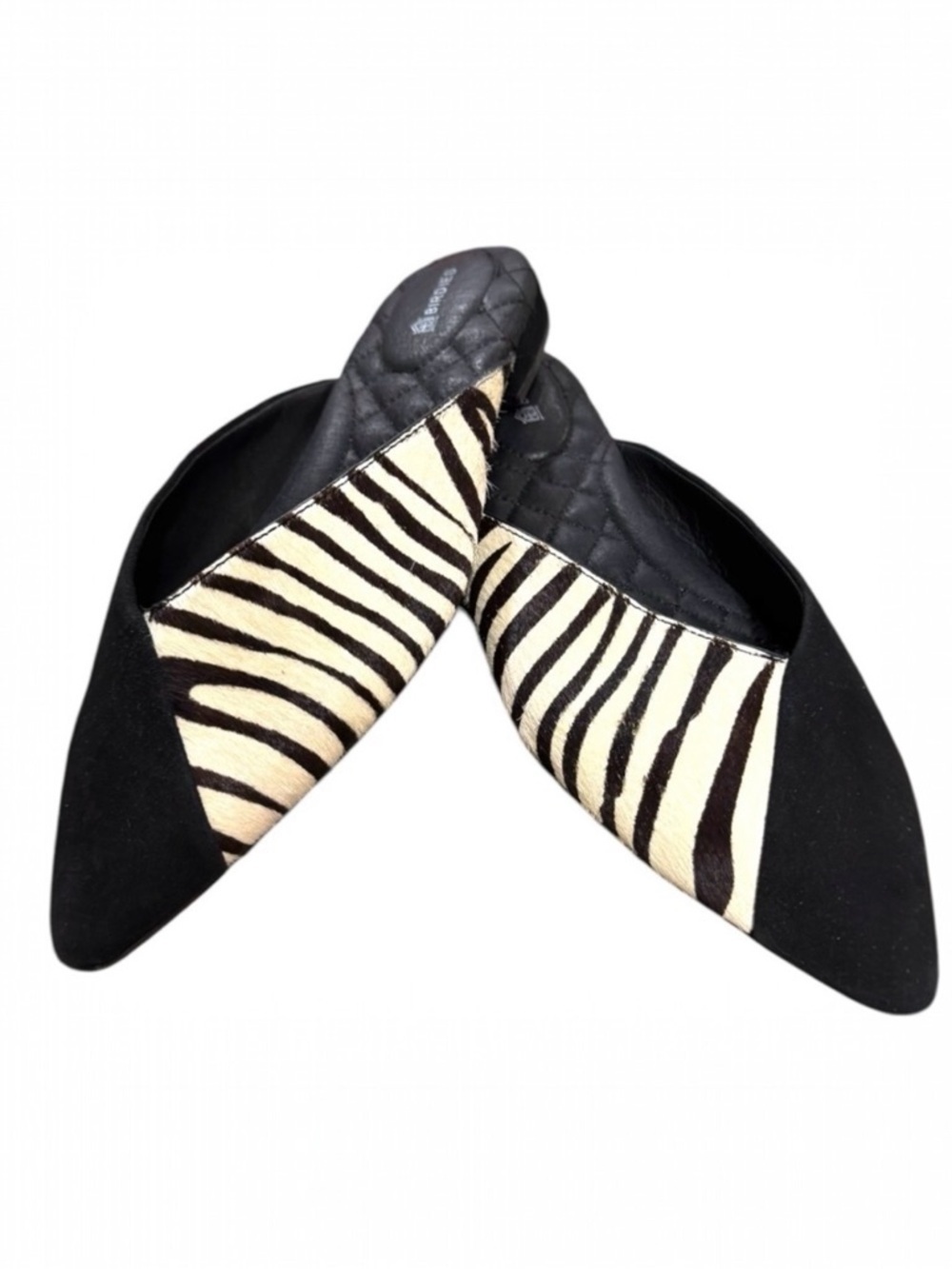 Birdies Swan Slides – Zebra Calf Hair & Suede – Size 7.5 – Excellent Condition